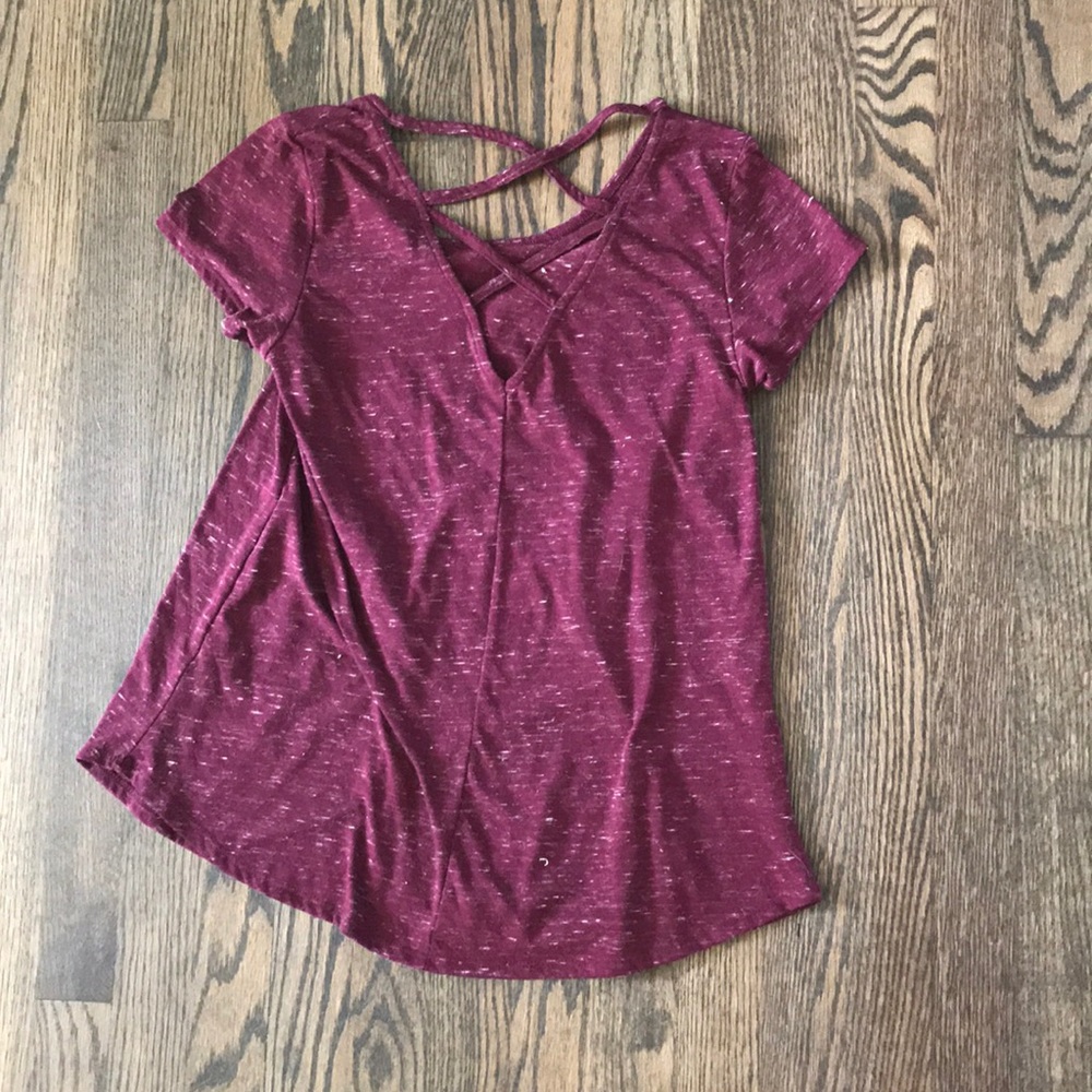 Purple T shirt with back cut out